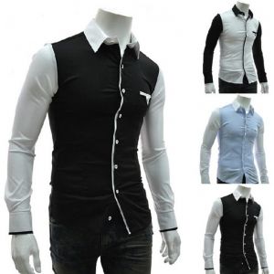 Casual Costura color blocking Dress Shirt Top For Men